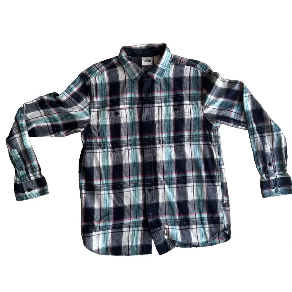 Men's The North Face Arroyo Lightweight Flannel Size Medium Black Mint Green